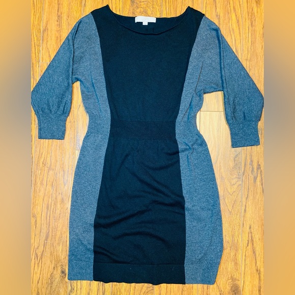 Ann Taylor Dresses & Skirts - Ann Taylor Loft Black Gray Sweater Dress Sz Small